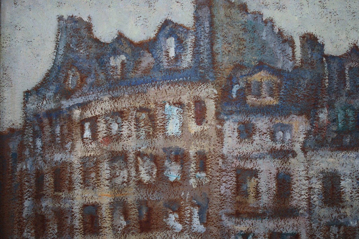 Landscape Oil on Board Painting: Latin Quarter, Paris painted by Grant Wood in 1920