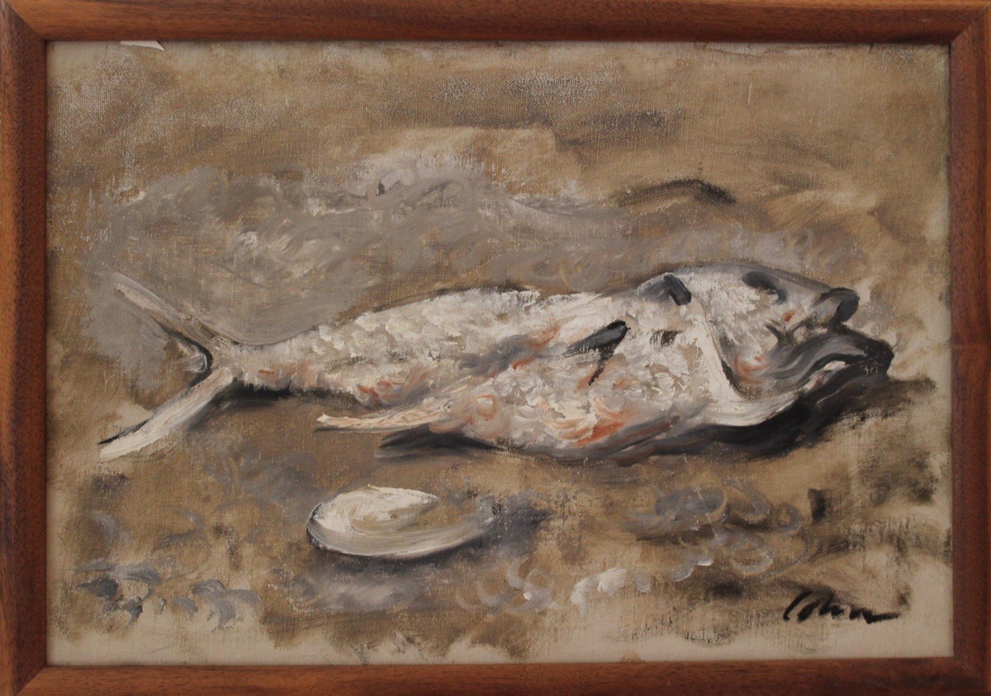Still Life, Fish and Oyster Shell by Harold Cohn