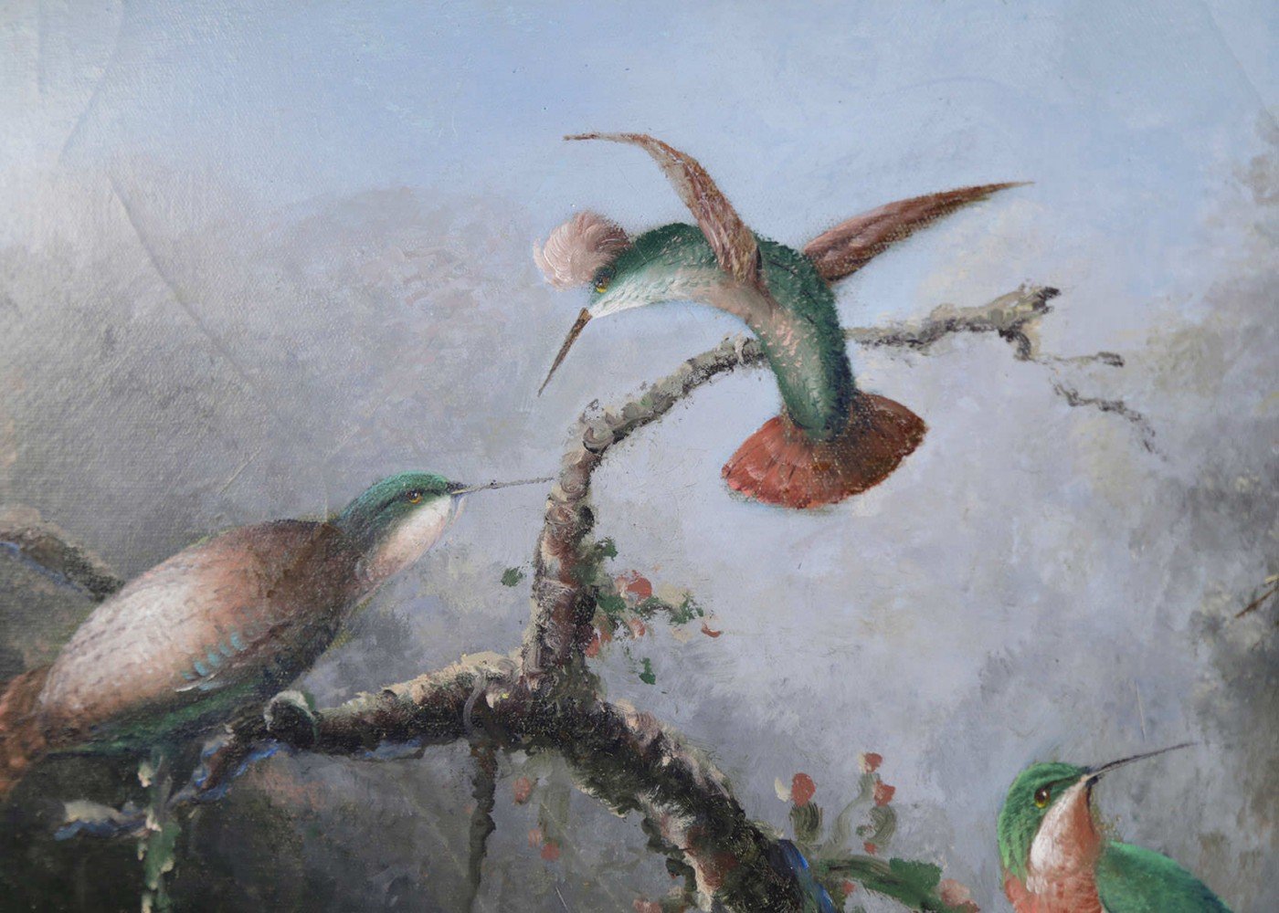 20thc. School, Hummingbirds in a Lush Landscape by 20th Century School