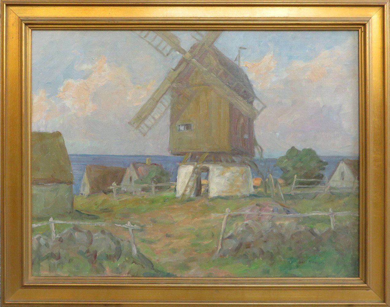 New England landscape with Windmill by Henry Ward Ranger
