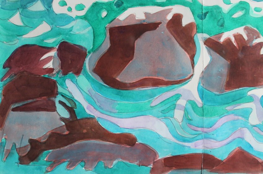 Abstract Watercolor on Paper Painting: 