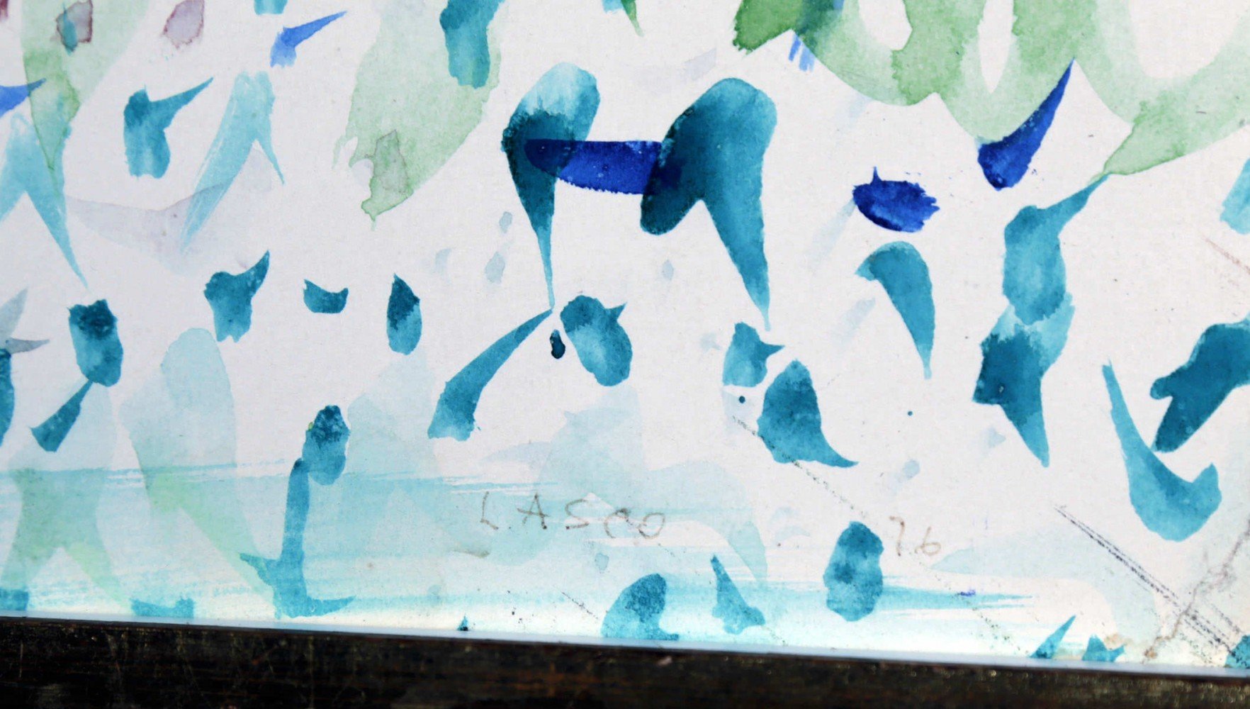 Landscape Colored Ink on Paper Painting: 