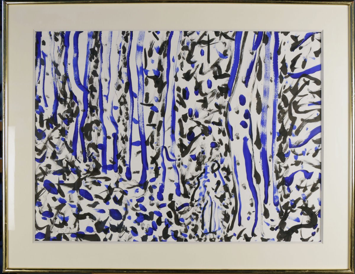 Landscape with Trees, Cobalt and Black by Joseph Glasco