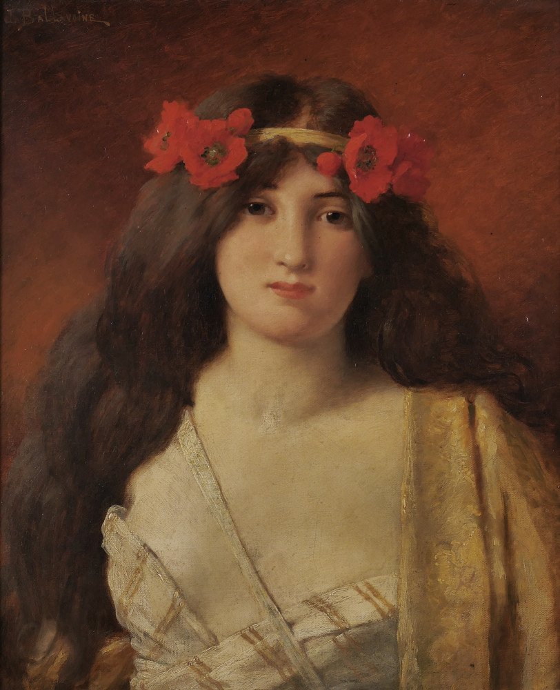 Young Woman in Robe by Jules Frédéric Ballavoine