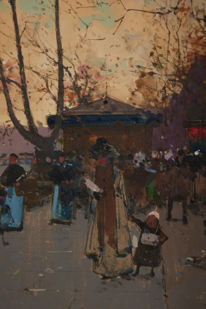 The Banks of the Seine near Chatelet by Eugene Galien Laloue