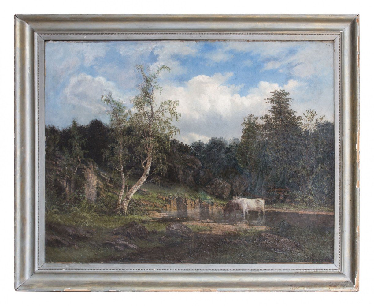 19th Century American Landscape with Cows