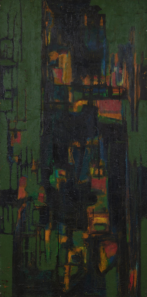 Abstract in Green and Black by Leonard Lieb