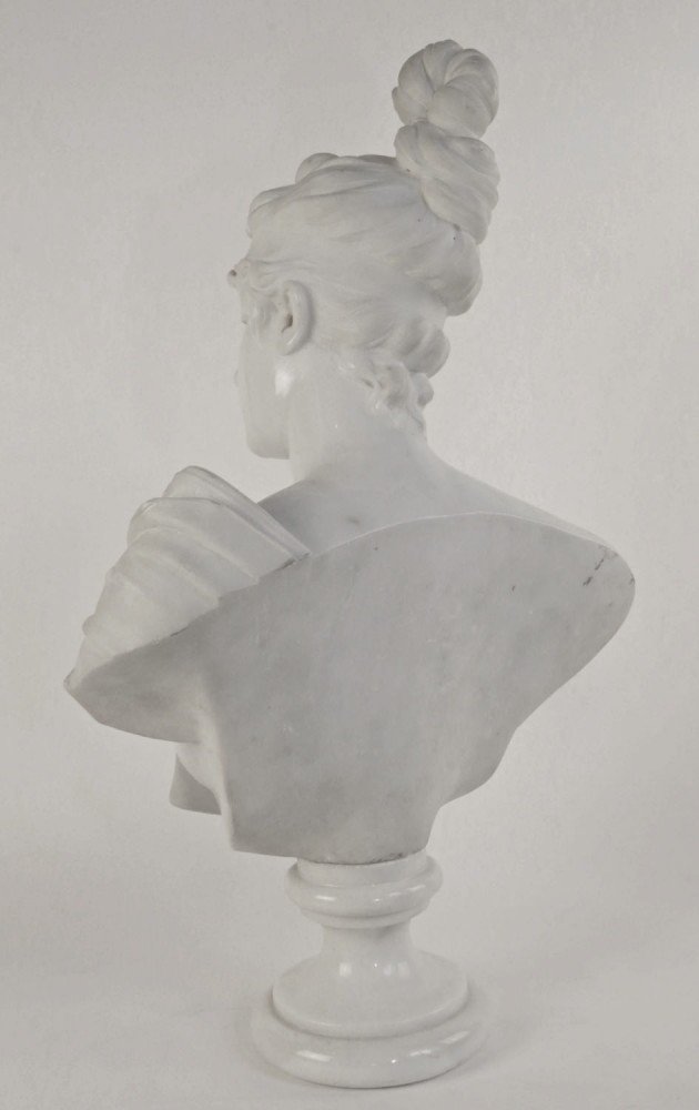 Carved Marble Bust of a Young Woman by 19th Century Continental School