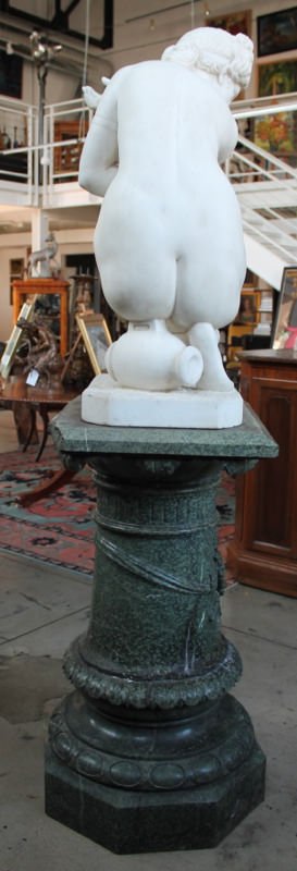 Figurative Marble on a beautifully carved and balanced verdigris revolving pedestal Sculpture: 