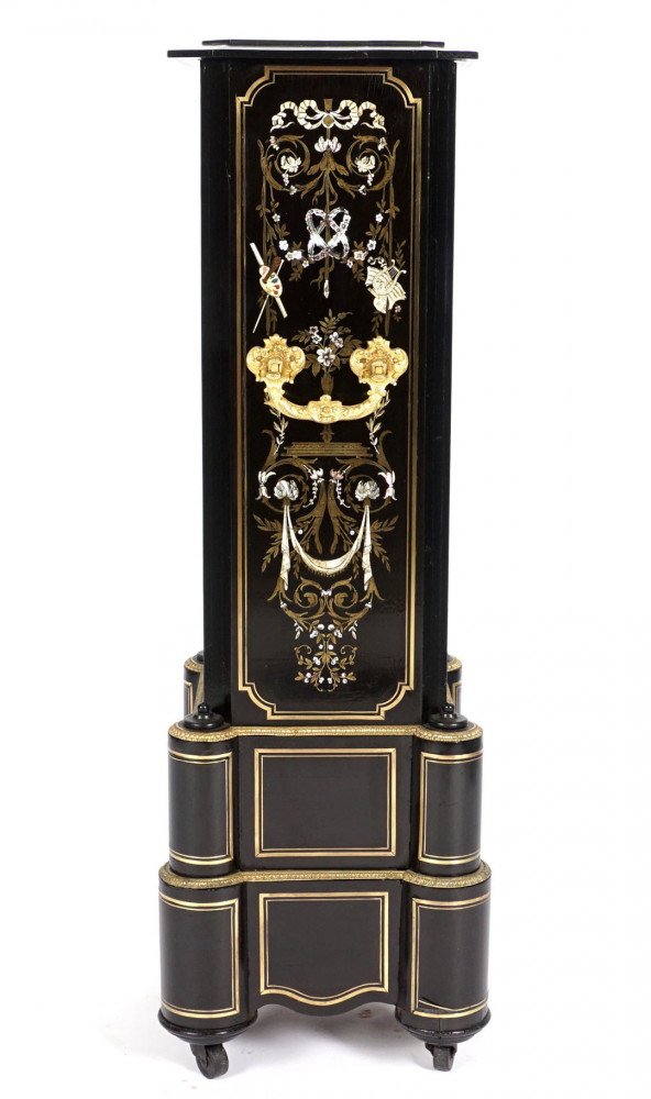French Napoleon III Inlaid Ebonized Pedestal