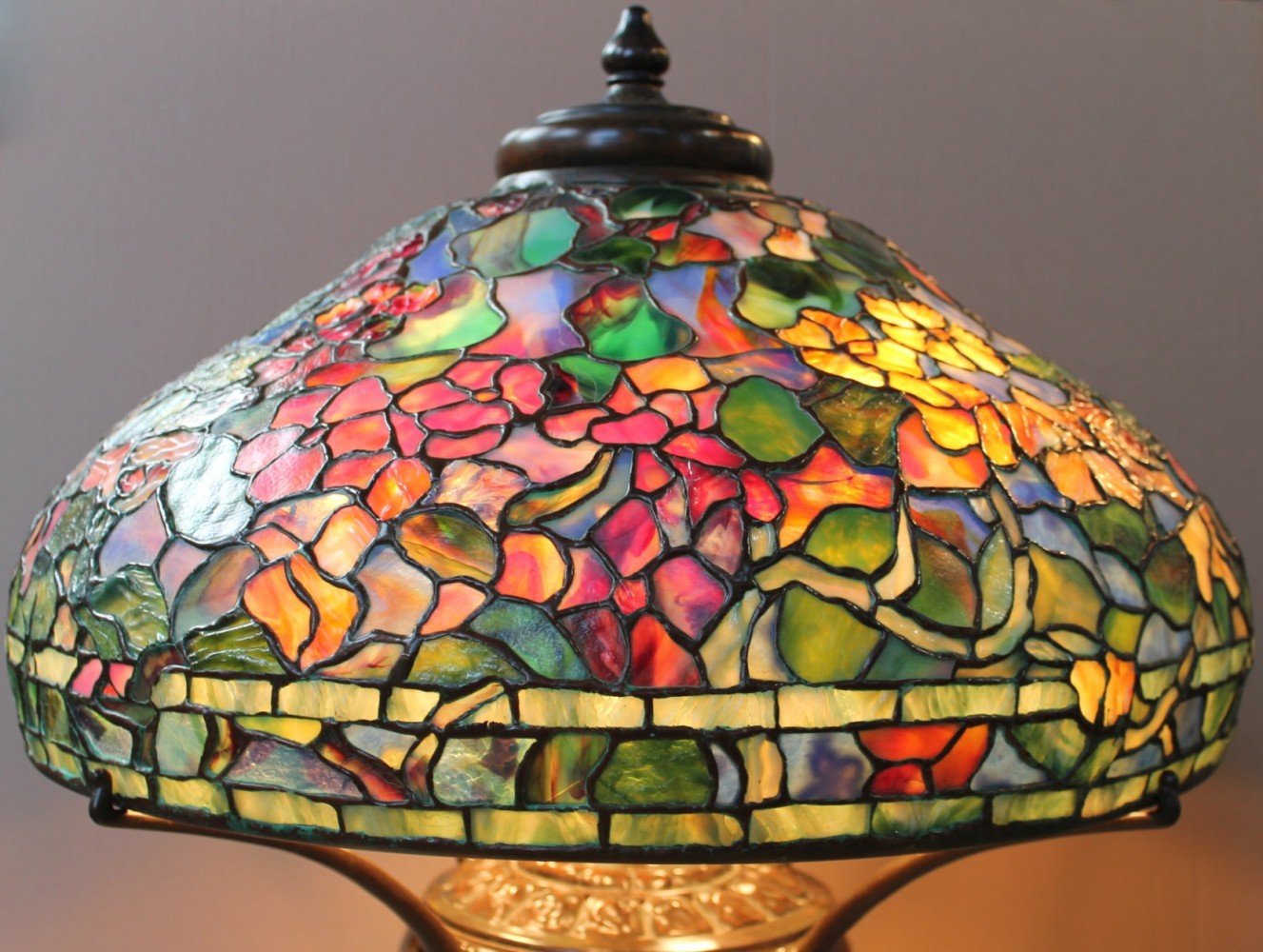 Tiffany Style Leaded Glass Nasturtium Lamp by Tiffany Studios
