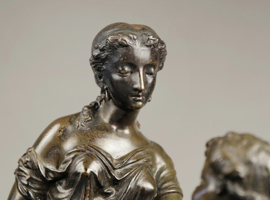 Bronze Figural Group of a Mother and Child by 19th Century French School