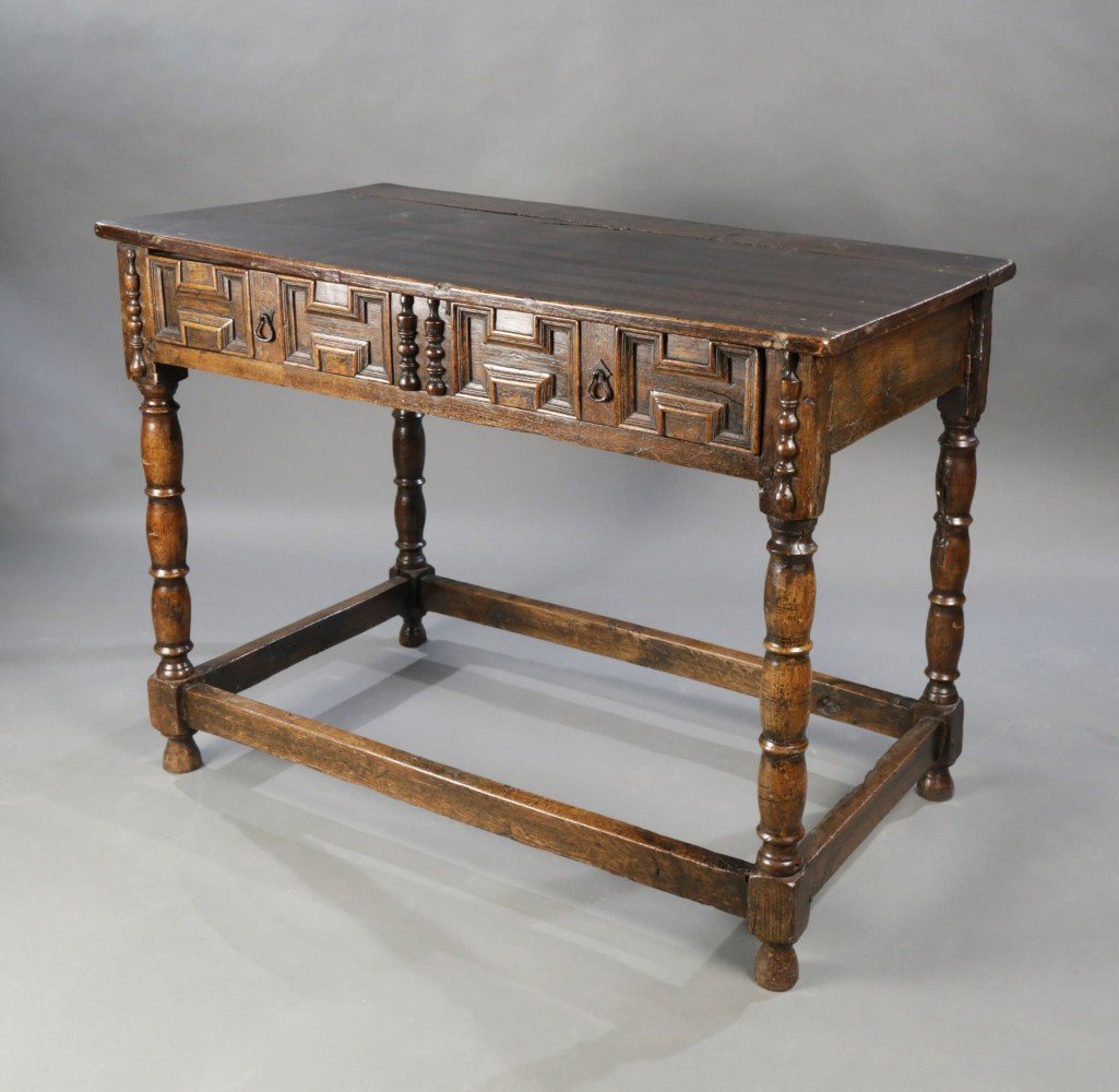 English Oak Writing Desk/ Side Table by 17th Century British School