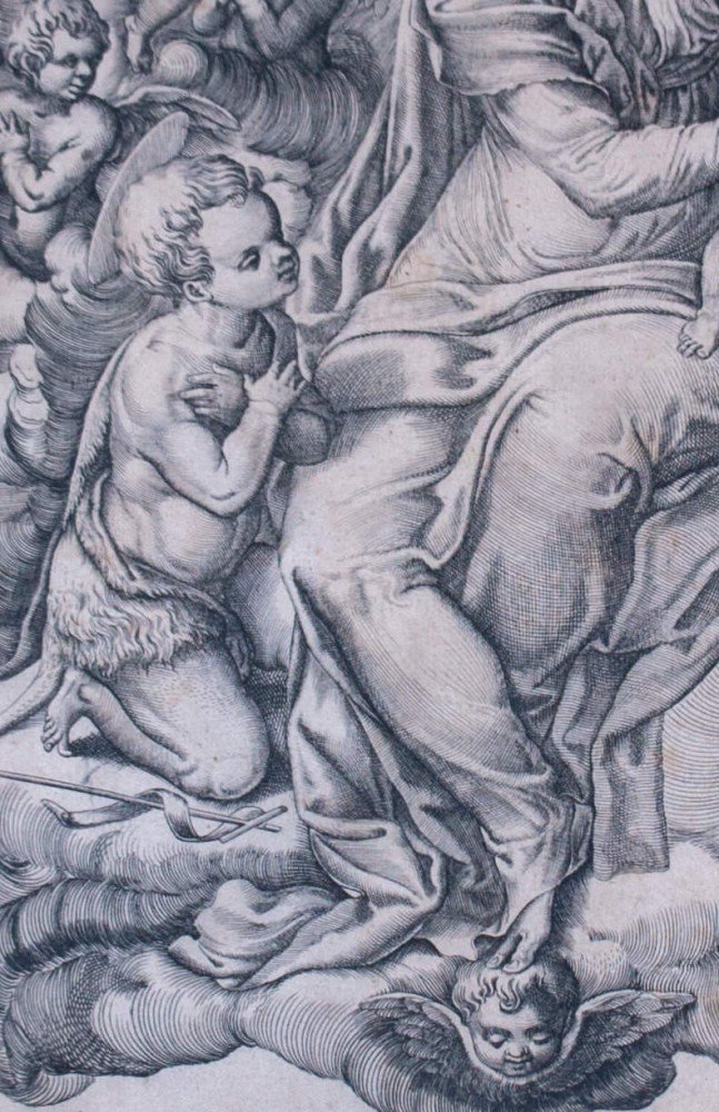 Old Master Print of Madonna after Raphael 