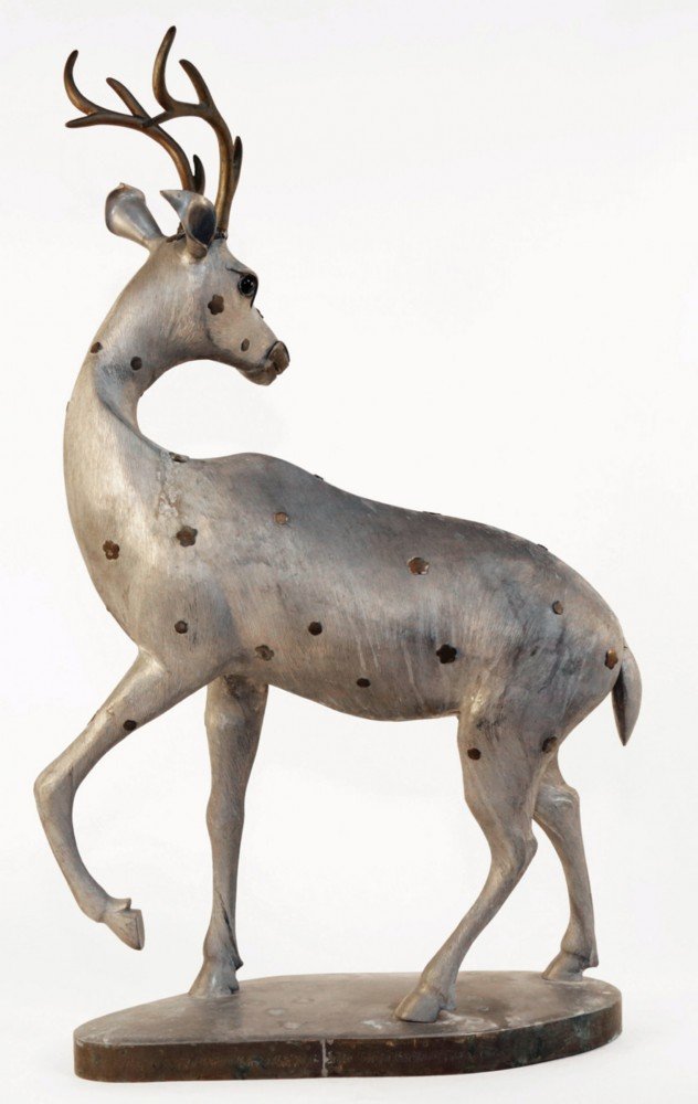 A Chinese Pewter Figure of a Deer by 19th Century Chinese School