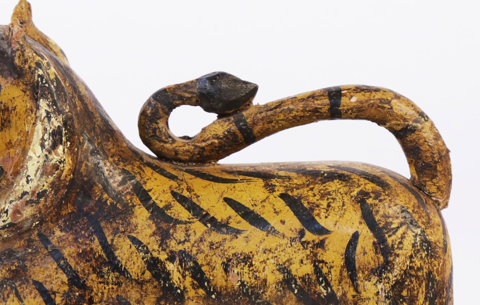 Southeast Asian Carved and Painted Wood Figure of a Tiger