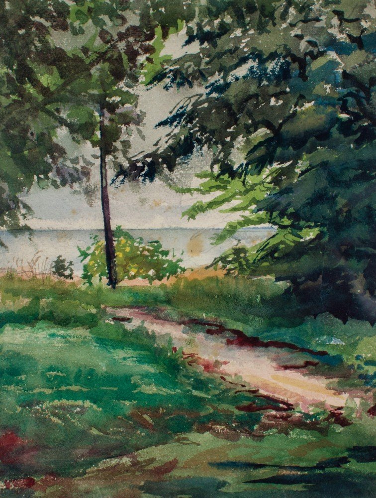 Landscape Watercolor on Paper Painting: 