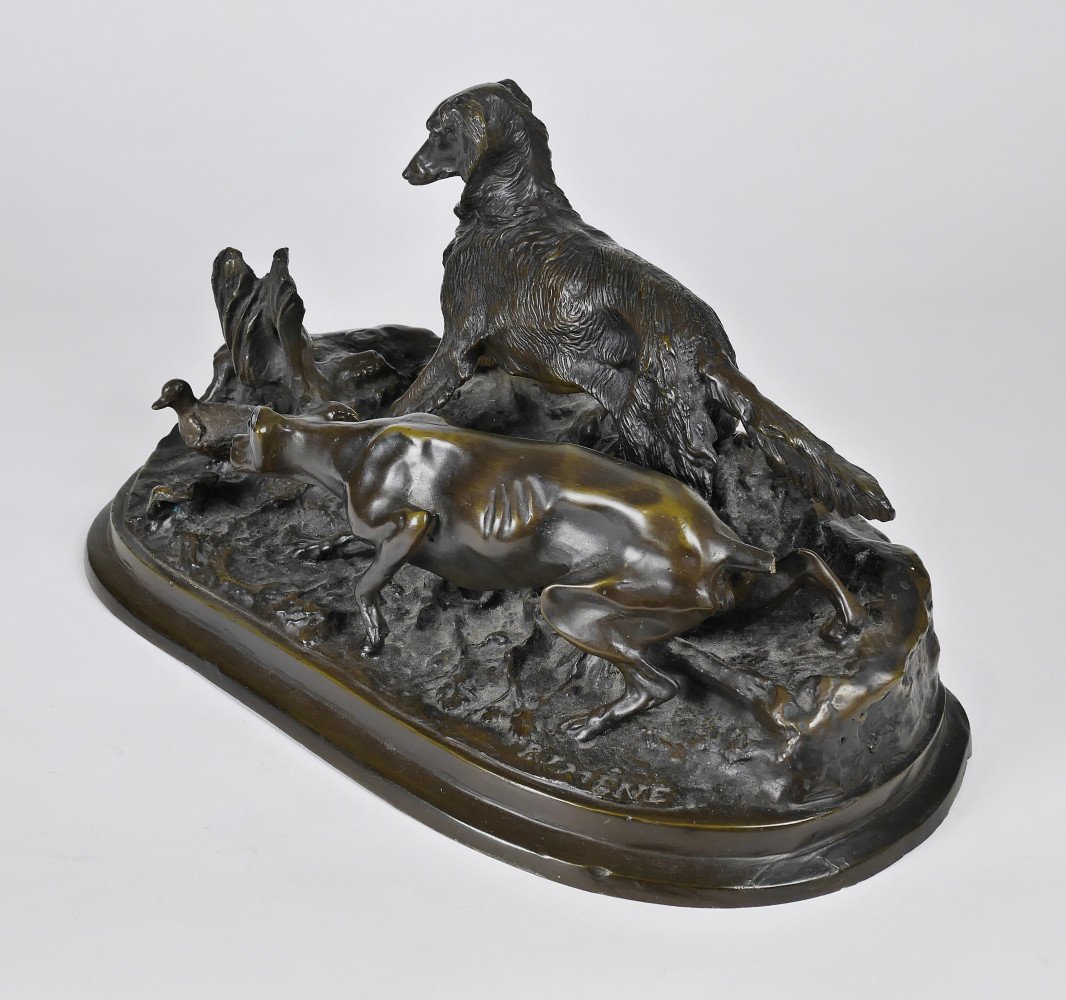 Two Hunting Dogs and a Duck by Pierre-Jules Mêne
