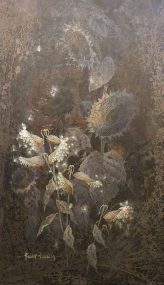 Still Life with Sunflowers and Milkweed Pods by Robert H. Laessig