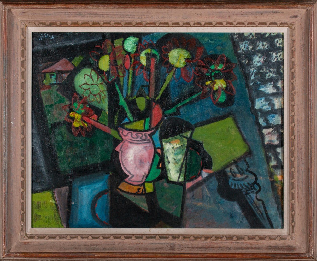 Abstract Still Life Oil on Canvas Painting: 