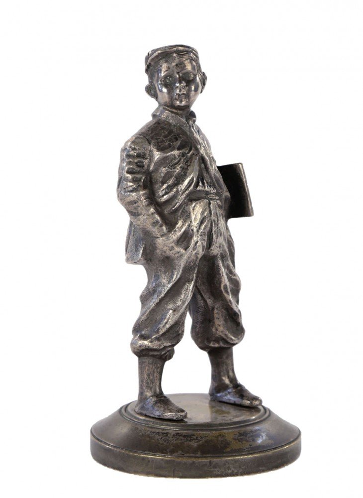 Figurative Silvered Bronze Sculpture: 