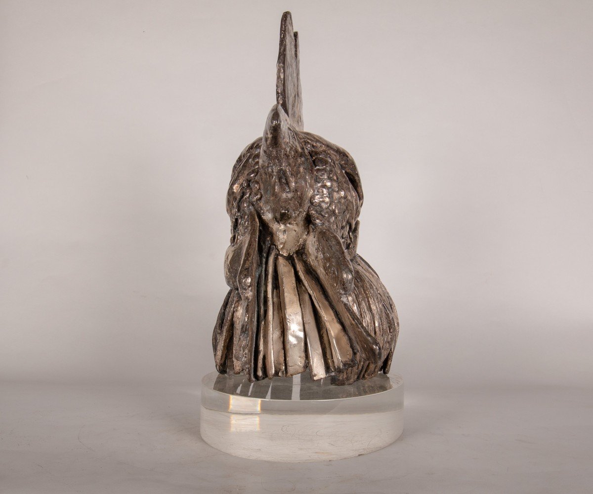 Animal Silver over Bronze on Oval Acrylic Base Sculpture: 