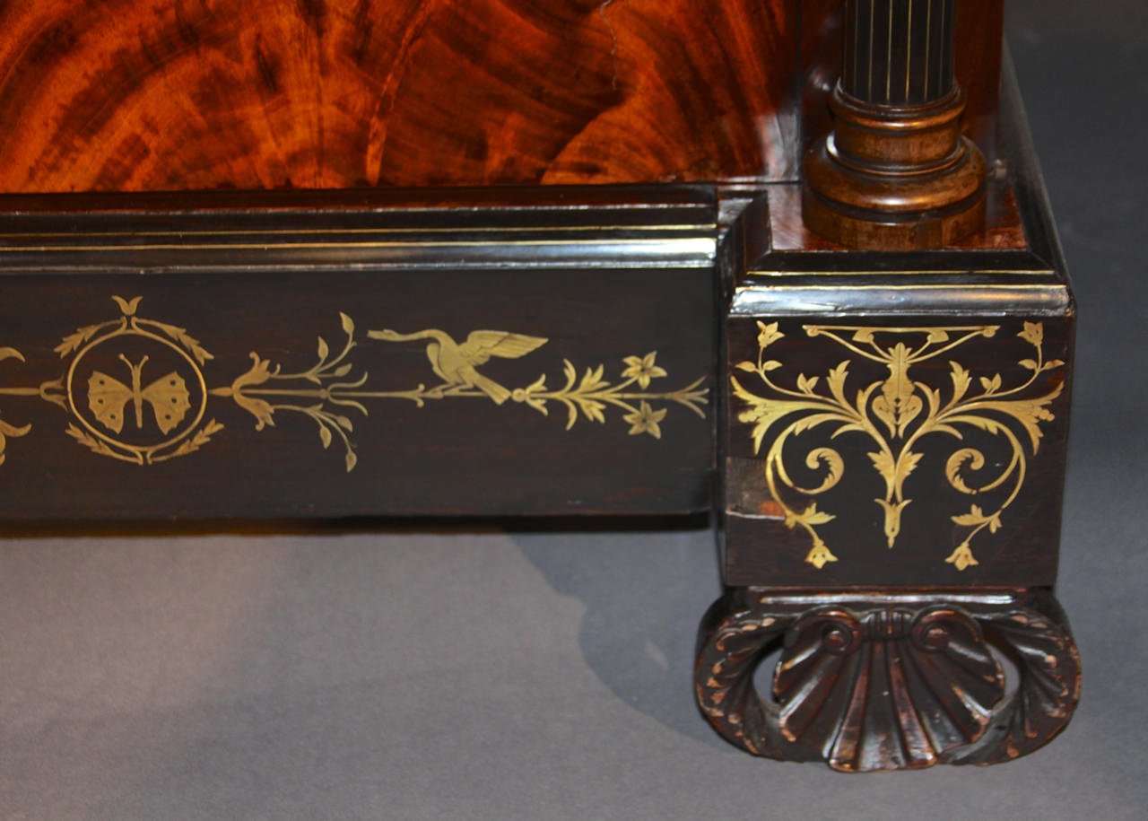 A Rosewood and Brass Inlaid Spanish Isabelino Cabinet