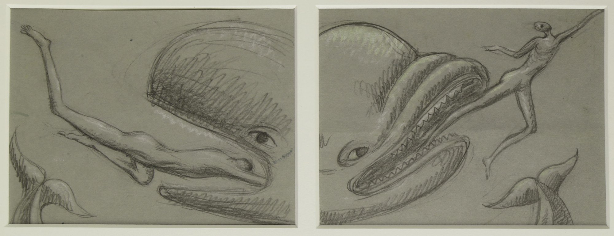 Animal Figurative Graphite on Paper Drawing: 