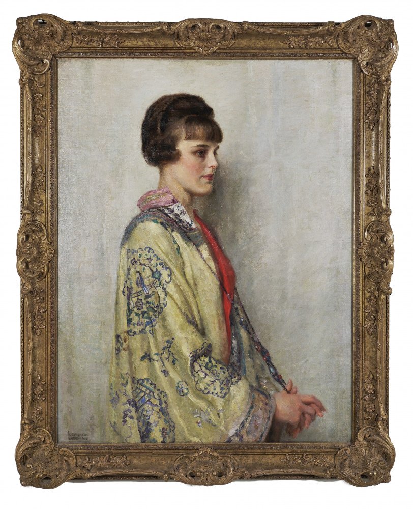Portrait of a Woman in a Silk Kimono by W. Smithson Broadhead