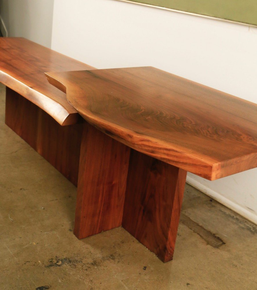A Free Form Walnut Table, Modern, In the style of George Nakashima by 20th Century American School