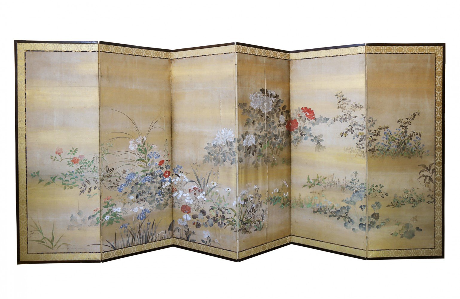 An Exceptional Pair of Edo Period Six Panel Screens by Kitagawa Sosetsu