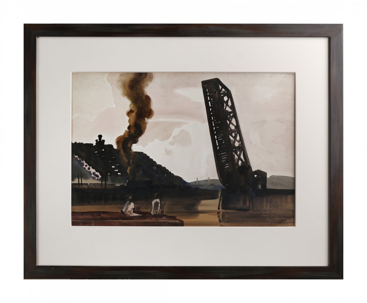 Baltimore & Ohio Railway Bridge 1 across the Cuyahoga River, Cleveland, Ohio by Frank Nelson Wilcox
