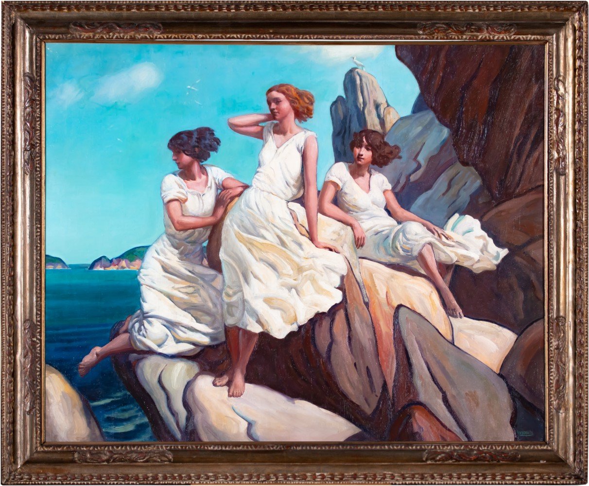 Three Girls on the Rocks (Sirens) by Frank Nelson Wilcox