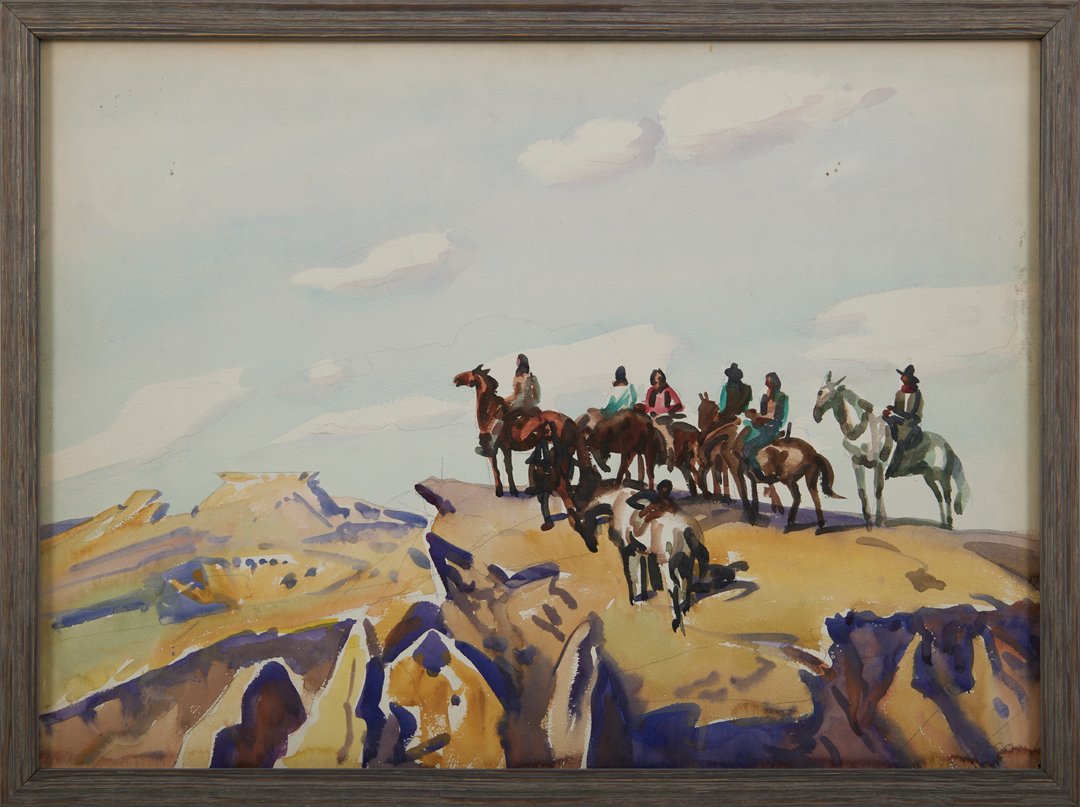 Indian Riders on Cliff by Frank Nelson Wilcox