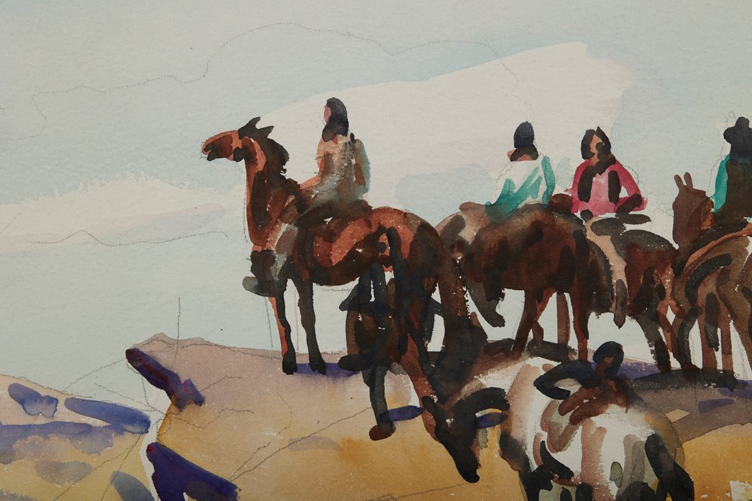 Indian Riders on Cliff by Frank Nelson Wilcox