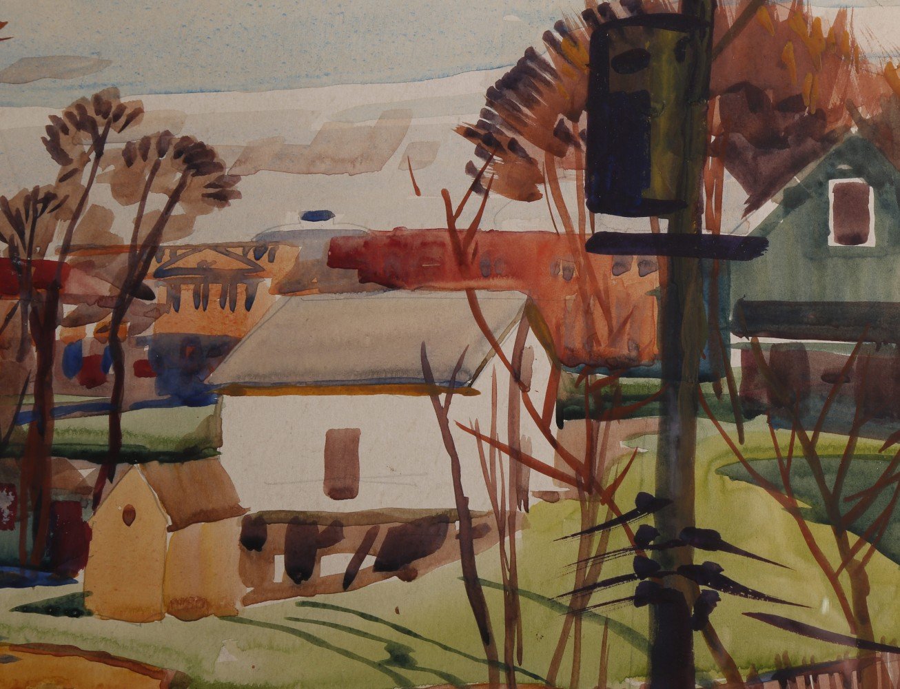 Landscape Watercolor and Graphite on Paper Painting: 