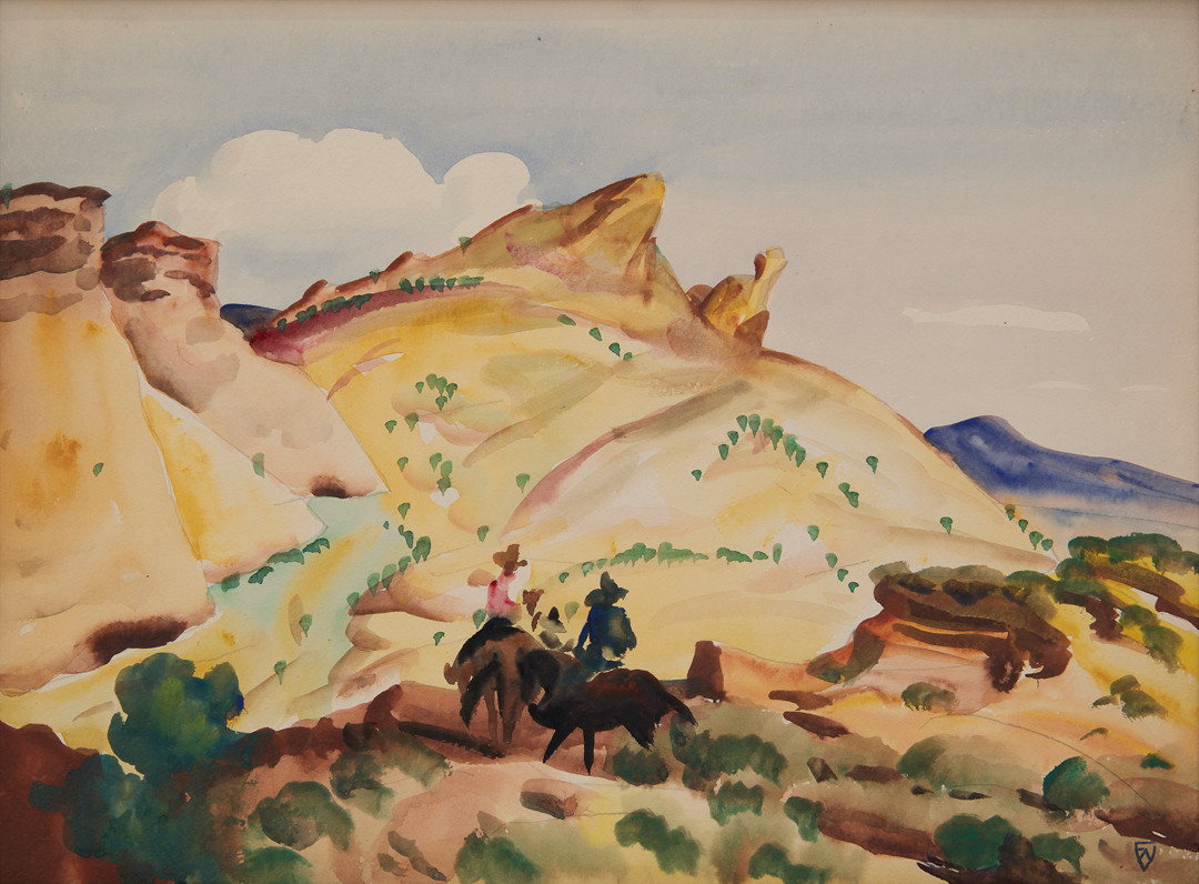 Riders Near Camel Rock Monument, Santa Fe, New Mexico by Frank Nelson Wilcox