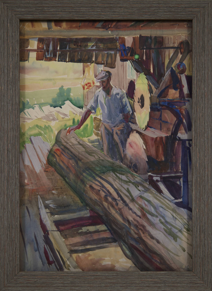 Figurative Watercolor on Paper Painting: