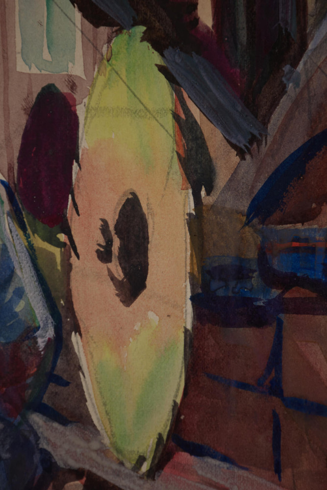 Figurative Watercolor on Paper Painting: