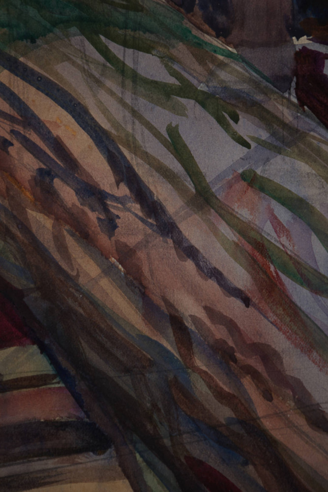 Figurative Watercolor on Paper Painting: