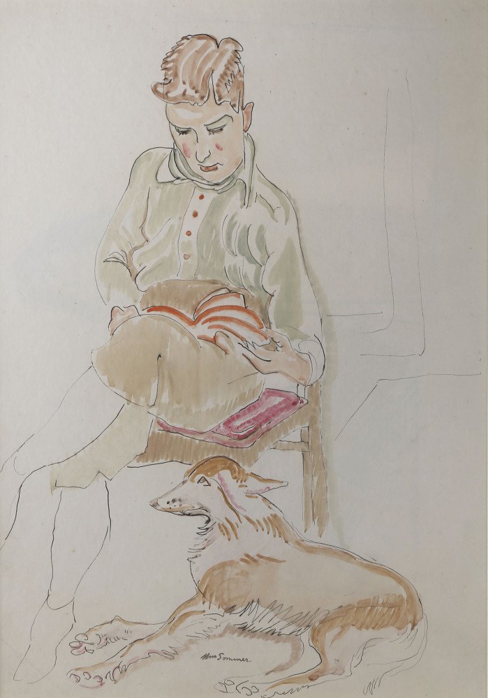 Boy with Dog by William Sommer