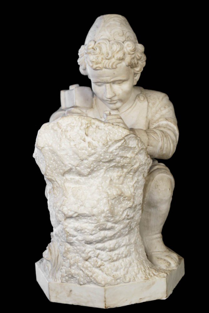 Young Michelangelo Sculpting, after Emilio Zocchi by After Emilio Zocchi