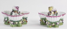 Pair 19th Century German Porcelain Shell Form Sweetmeat Dishes