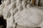 Matched Pair of 19thc. Carrara Marble Italian Carved Lions by 19th Century Italian School