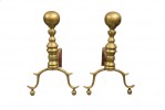 Pair of Antique Brass Andirons I, 19th Century