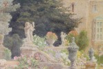 Thomas Henry Hunn (British 1857-1928)  Wilton, Garden Steps with Outdoor Sculpture and View to the House