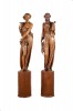 Pair of large, rare, superbly carved, butternut wood figures representing Europe and Africa by Alexandre-Georges Fourdinois