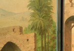 A Four Panel Painted Screen Depicting an Exotic Landscape