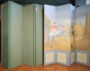 A Pair of Four Panel Handpainted Screens, 20thc.