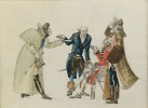Four pen and ink drawings, Costumes and Fashion by Louis Marie Lante